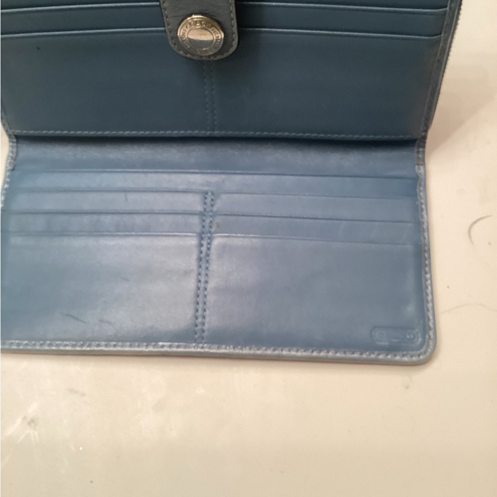 Coach Continental Wallet in Brown and Light Blue Trim - Picture 2 of 2